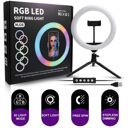 LED Ring Lamp 12" RGB with stand - additional image