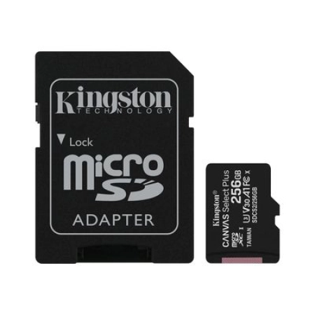 Kingston MicroSD Canvas Select Plus Memory Card 256GB ADAP Class10