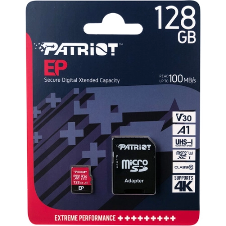 Patriot MicroSD Memory Card 128GB ADAP Class10