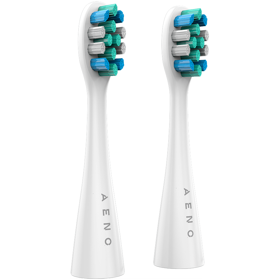 AENO Replacement toothbrush heads, White, Dupont bristles, 2pcs in set (for ADB0001S/ADB0002S)