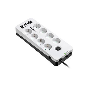 Eaton Surge protection - Protection Box 8 Tel@ USB DIN w/2 USB charging ports; 2500W, white, 2yr warranty