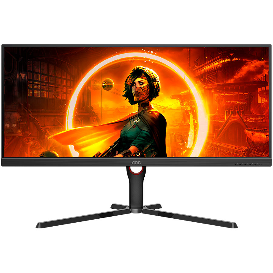 AOC Monitor Gaming U34G3XM - G3 34” VA 3440x1440 144Hz, 1ms, 3000:1, Matt, 2xHDMI, DP, Tilt, Swivel, HAS, Black-red, 3y