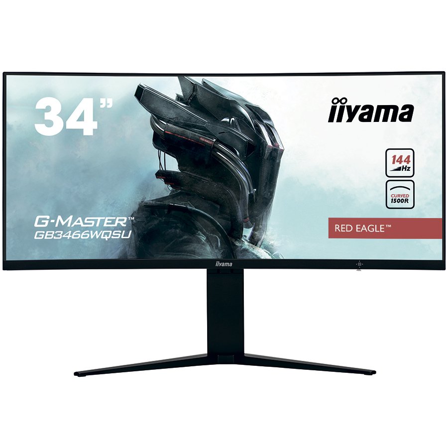 IIYAMA Monitor 34" UW Pro-Gaming, G-Master Red Eagle, 1500R Curved, 144Hz, VA panel, 3440x1440 (21:9), Height Adjust. (11cm), 1ms (MPRT), 400cdm² HDR400, FreeSync, speakers, 2xHDMI, 2xDisplayPort, USB-HUB (2x3.0), PBP, PIP