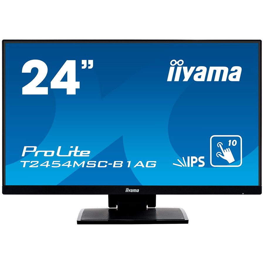 IIYAMA Monitor 24" PCAP 10-Points Touch Screen, Anti Glare coating, 1920 x 1080, IPS-panel, Slim Bezel, Speakers, VGA, HDMI, Height Adjust., 250 cd/m2, USB 3.0-Hub (2xOut), 1000:1 Static Contrast, 5ms, USB Touch Interface