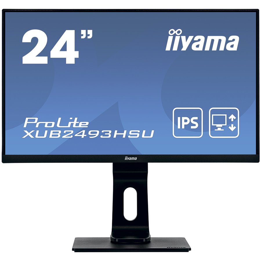 IIYAMA Monitor XUB2493HSU-B1 24" IPS, ETE ULTRA SLIM LINE , 1920x1080 at 75Hz, ETE IPS-panel, 13cm Height Adj. Stand, Pivot, 250 cd/m², Speakers, VGA, HDMI, DisplayPort, USB-HUB, 3y