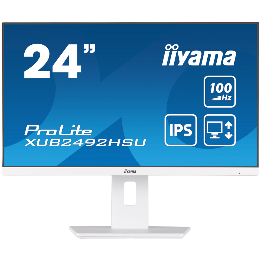 IIYAMA Monitor LED XUB2492HSU-W6 WHITE 23.8" IPS 1920 x 1080 @100Hz 16:9 250 cd/m² 1300:1 0.4ms HDMI DP USB 4 x 3.2  Full Ergonomic