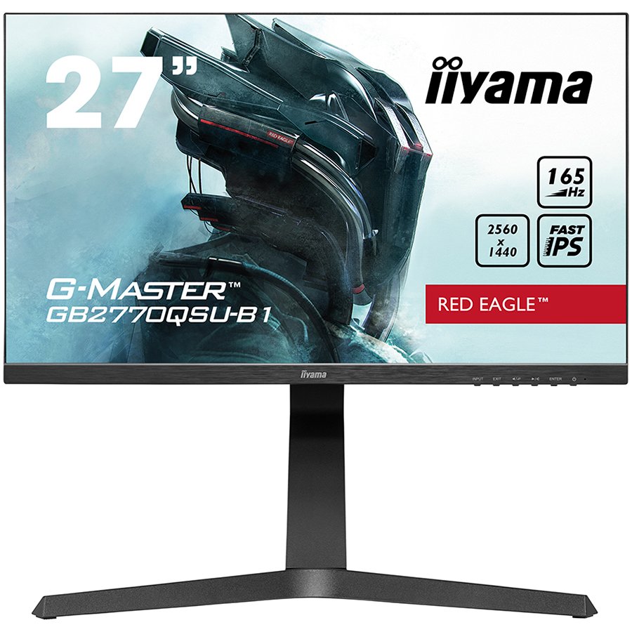 IIYAMA Monitor 27" ETE Fast IPS Gaming, G-Master Red Eagle, FreeSync PremiumPro, 2560x1440@165Hz, 400cd/m², 1000:1, HDMI, DisplayPort, 0,5ms (GTG), HDR400, Speakers, USB-HUB (2x3.0), Black Tuner, Height Adj. Stand