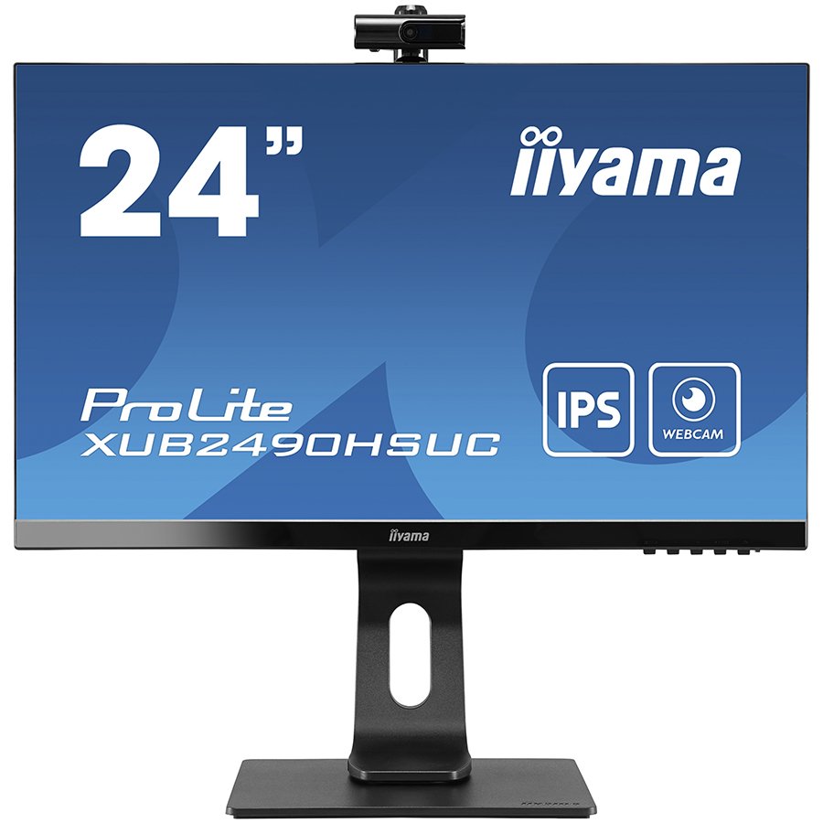 IIYAMA Monitor LED XUB2490HSUC-B1 24" ETE IPS, 1920x1080, Webcam 1080P Auto Focus, 13cm Height Adj. Stand, Pivot, 5ms, 250 cd/m², Speakers, HDMI, DisplayPort, USB2.0 port