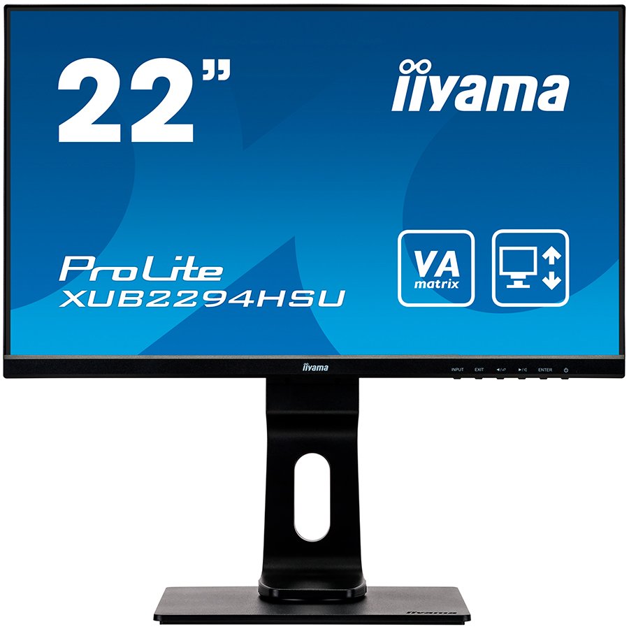 IIYAMA ProLite XUB2294HSU-B1 Triple input configuration (VGA, HDMI, DisplayPort) and a USB hub , Pivot