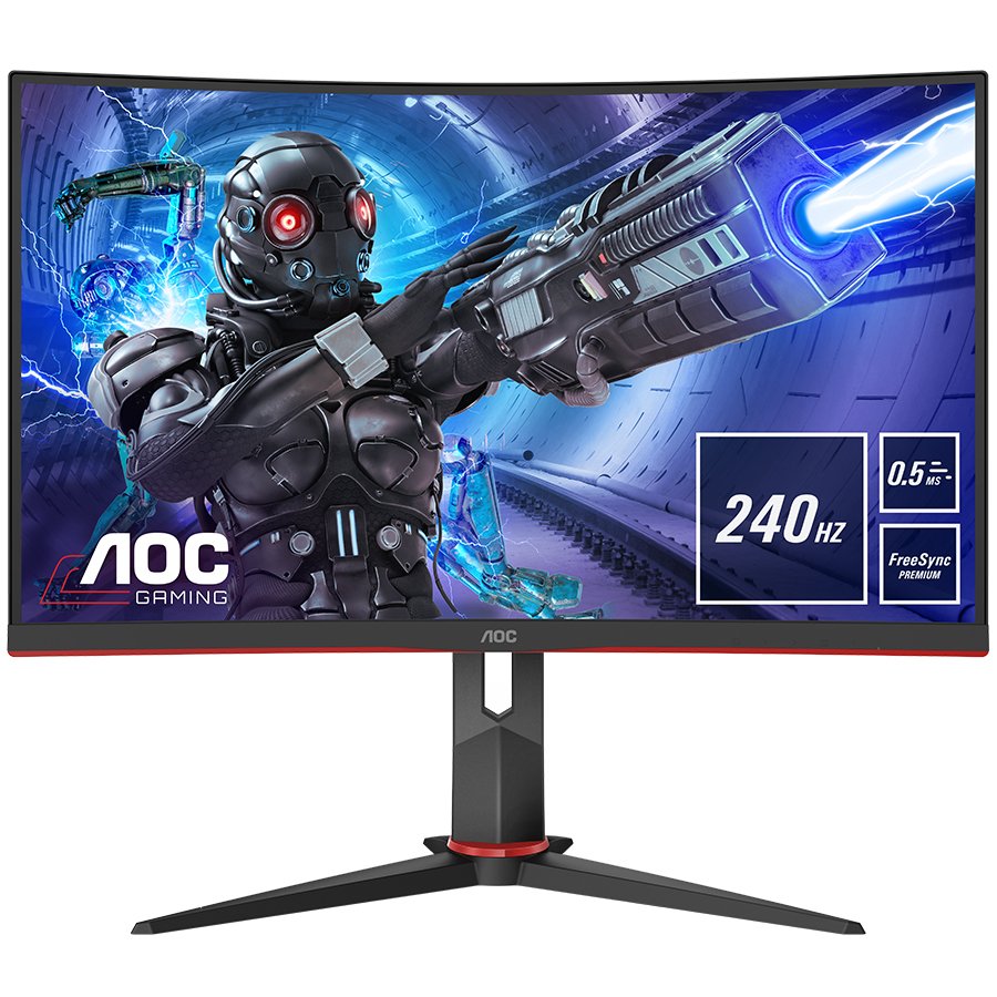 AOC Monitor 27'' C27G2ZU/BK 240Hz Gaming, Black-Red VA, 16:9, 1920x1080, 240Hz, 1ms, 300 cd/m2, 3000:1, HDMI*2, DP, USBhub, 2Wx2, vesa