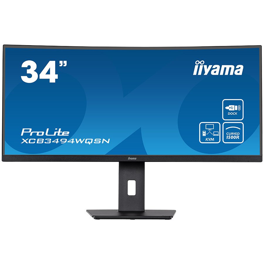 IIYAMA Monitor XCB3494WQSN-B5 34" ETE UW IPS-panel, 3440x1440 120Hz, 300cd/m², 0,4ms MPRT, Speakers, USB-C Dock (LAN, DP-Out, 65W PD), DisplayPort, HDMI, KVM, USB3.0x3, FreeSync Premium, 15cm Height Adj. Stand