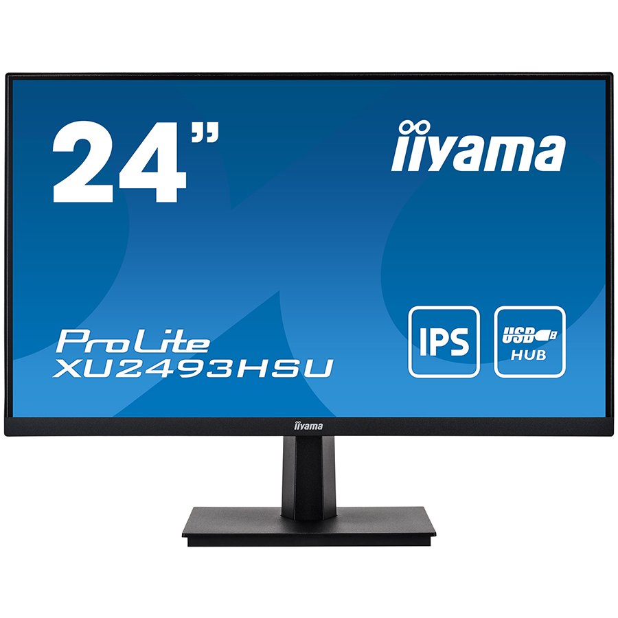 iiyama 24" ETE IPS-panel, 1920x1080, 4ms, 250cd/m², Speakers, VGA, HDMI, DisplayPort, USB-HUB (23,8" VIS)