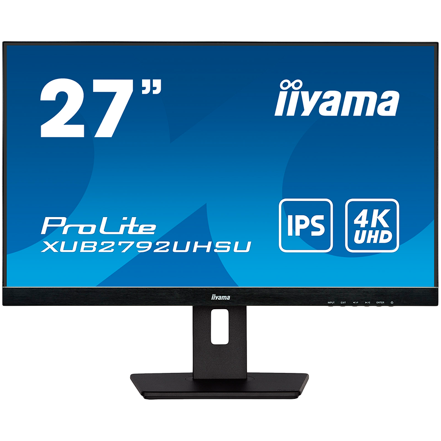 IIYAMA 27" ETE IPS-panel, 3840x2160 UHD, 4ms, 15cm height adj. stand, 300cd/m², DVI, HDMI, DisplayPort, Speakers, USB-HUB 2x 3.0