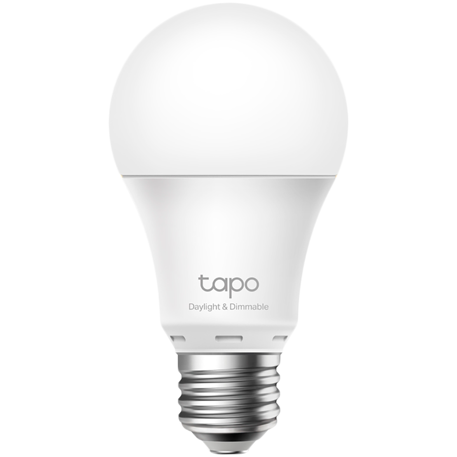 TP-Link Tapo L520E Smart Wi-Fi Light Bulb, Daylight & Dimmable, 2.4 GHz, IEEE 802.11b/g/n, E27 Base, 220–240 V, 50/60 Hz, 806 lm, 7.8 W, 4,000 K, Beam Angle 220° , 8 kWh / 1000h, lifetime up to 15,000 hrs, No Hub Required, Voice control, Tapo app