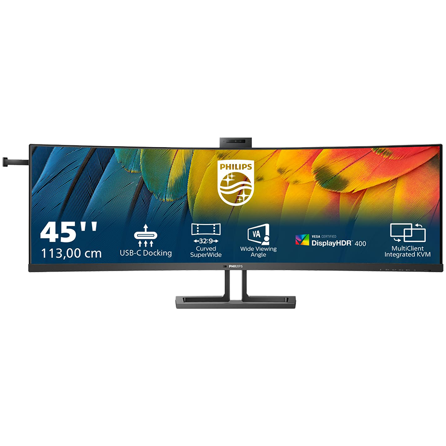 PHILIPS Monitor LED 45B1U6900CH/00 32:9 SuperWide curved monitor with USB-C 44.5" 5120 x 1440 (Dual QHD) HDMI 2.0 x 2, DisplayPort 1.4 x 1, USB-C x 2 (upstream, DP Alt mode, Data, PD up to 100 W)  PIP/PBP mode Ergonomic