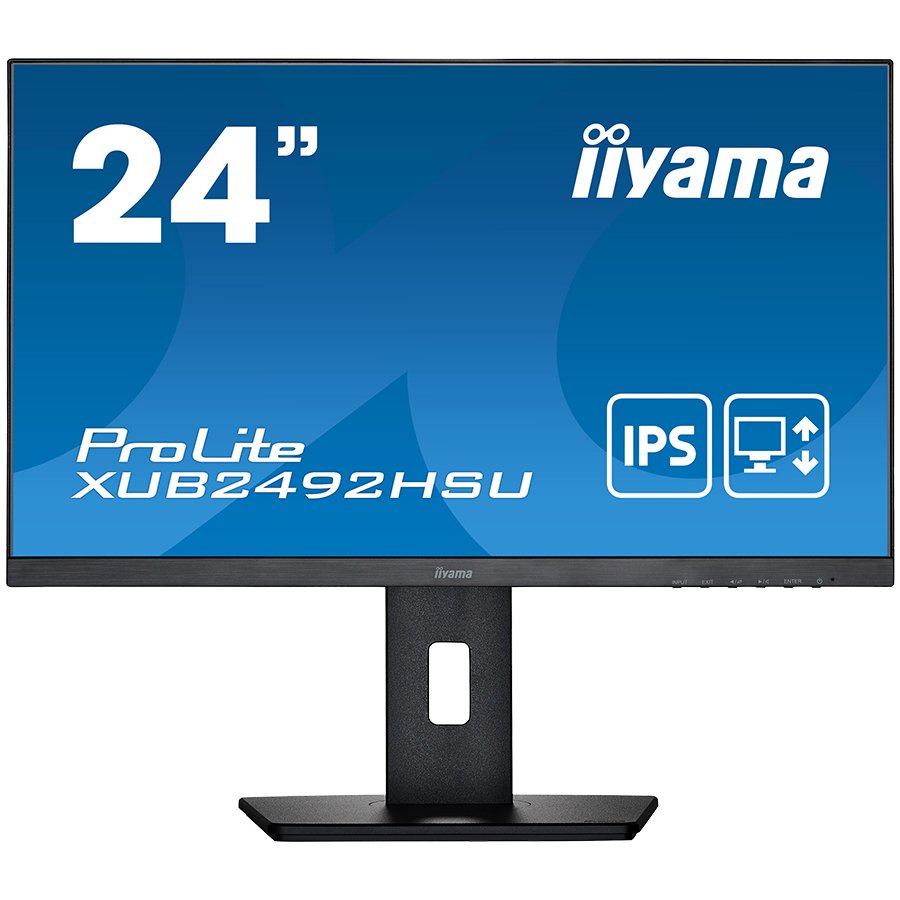 IIYAMA Monitor LED XUB2492HSU-B5 23.8" IPS 1920 x 1080 75Hz 250 cd/m² 1000:1 4ms VGA, HDMI, DP, USB 2.0 Hub, height, swivel, tilt, pivot, 3y, Black