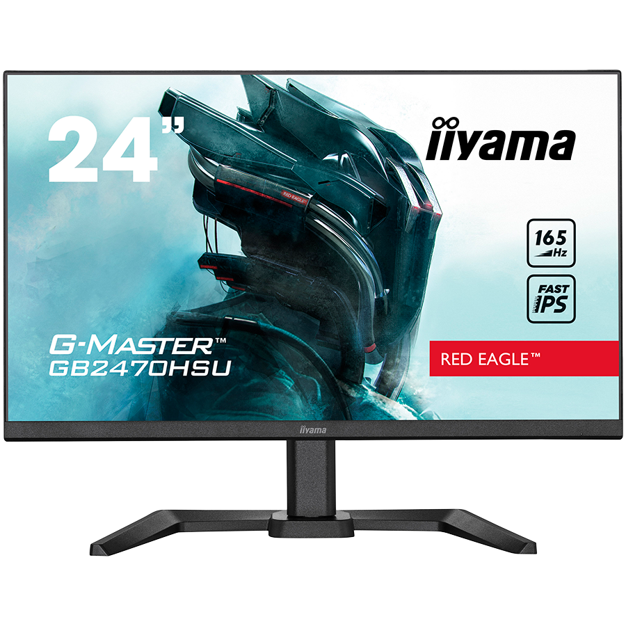 IIYAMA Monitor 24" ETE Fast IPS Gaming, G-Master Red Eagle, FreeSync Premium, 1920x1080@165Hz, 250cd/m², 1100:1, HDMI, DisplayPort, 0,8ms (MPRT), Speakers, USB-HUB (2x2.0), Black Tuner, 15cm Height Adj. Stand