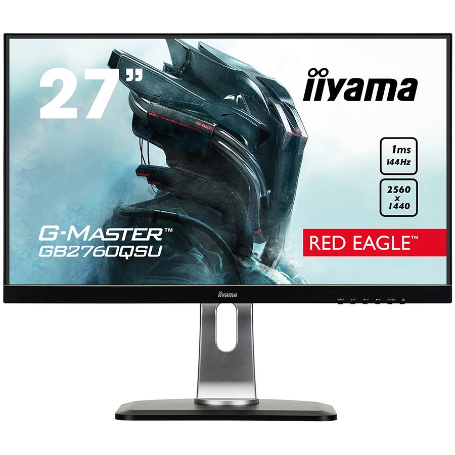 IIYAMA Monitor G-Master Red Eagle, 27" ETE Pro-Gaming, 144Hz FreeSync, 2560x1440@144Hz, 350cd/m², DVI , DisplayPort, HDMI, 13cm heigt adj. stand, Pivot, 1ms, USB-HUB (2x3.0), Black Tuner, Speakers