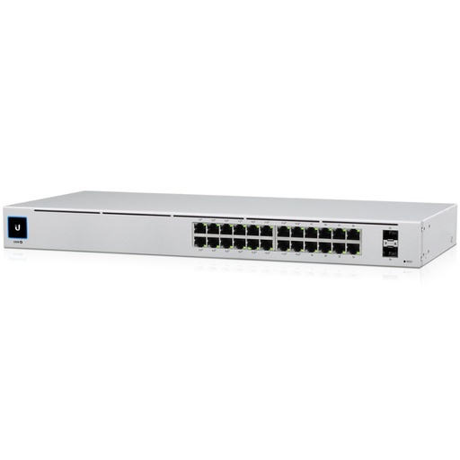 [USW-24-POE-EU] UBIQUITI Standard 24 PoE; (16) GbE PoE+, (8) GbE ports; (2) 1G SFP ports; 95W total PoE availability; Fanless, silent cooling.