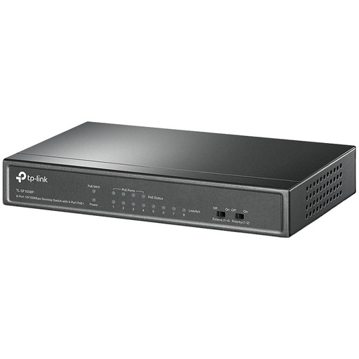 [TL-SF1008P] Switch TP-Link Tl-SF1008P, 8-port 10/100Mbps Desktop PoE Switch, 8 10/100Mbps RJ45 ports including 4 PoE ports, 57W PoE Power supply, steel case