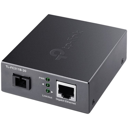 [TL-FC311B-20] TP-Link TL-FC311B-20 Gigabit WDM Media Converter 10/100/1000 Mbps RJ45 to 1000 Mbps Single-mode SC WDM Bi-Directional Fiber Converter 1× Gigabit SC Port, 1× Gigabit RJ45 Port (Auto MDI/MDIX), Full-duplex, Tx:1310 nm, Rx:1550 nm, Up to 20 km