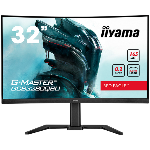 [GCB3280QSU-B1] IIYAMA 32" ETE VA-panel Curved Gaming 1500R, G-Master Red Eagle, FreeSync, 2560x1440@144Hz, 350cd/m², 1x DisplayPort, 2xHDMI, 0,2ms MPRT, Speakers, USB-HUB (2x 3.0), Black Tuner, 15cm Height Adj. Stand