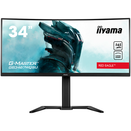 [GB3467WQSU-B5] IIYAMA Monitor GB3467WQSU-B5 Gaming 34" UW ETE VA-panel, Curved Gaming 1500R, G-Master Red Eagle, 3440x1440@165Hz (21:9), 0,4ms (MPRT), 550cdm² HDR400, FreeSync Premium, Speakers, 2xHDMI, 2xDisplayPort, USB-HUB (4x 3.0), 15cm Height Adj. Stand