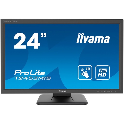 [T2453MIS-B1] 24" Infrared 10P Touch, 1920x1080, VA-panel, 250cd/m2, Speakers, VGA, HDMI, DisplayPort, USB-HUB 2x 2.0, 10P touch with supported OS