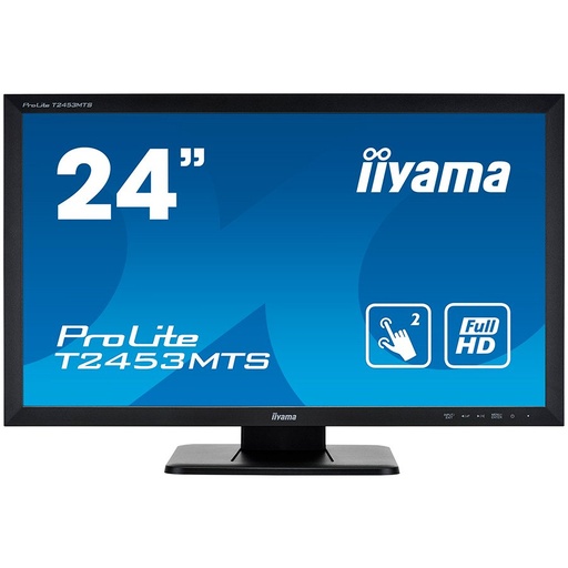 [T2453MTS-B1] IIYAMA Monitor 24" Optical Dual Touch, 1920x1080, VA-panel, 250cd/m² (with touch), 1000:1, Speakers, VGA, DVI, HDMI, USB-HUB /-Touch Interface, 4ms, Dual Touch with supported OS (23,6" VIS)