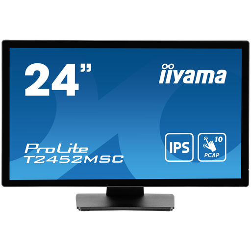 [T2452MSC-B1] IIYAMA Monitor LED PROLITE T2452MSC-B1 24” PCAP multi-touch edge-to-edge glass and anti fingerprint coating IPS Full HD 400 cd/m² HDMI DP Speakers