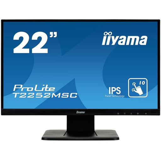 [T2252MSC-B1] IIYAMA Monitor Prolite, 21,5" OGS-PCAP 10P Touch Screen, 1920x1080, IPS-slim panel design, VGA, HDMI, DisplayPort, 250cd/m² (with touch), 1000:1 Static Contrast, 7ms