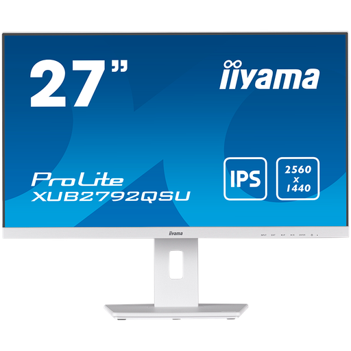 [XUB2792QSU-W5] IIYAMA Monitor LED XUB2792QSU-W5 27" IPS 2560 x 1440 @75Hz 350 cd/m² 1000:1 5ms DVI HDMI DP USB 3.0 x 2 HDCP height, pivot (rotation), swivel, tilt 3y white