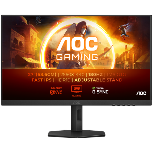 [Q27G4XF] AOC Monitor Q27G4XF 27" Fast IPS 2560x1440 Antiglare  180Hz, HDR 10, 0.5ms, 1000:1, HDMI, DP, Full Ergo, Adaptive Sync 3y