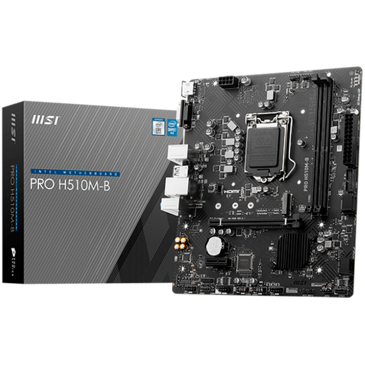 [PRO_H510M-B] MSI PRO H510M-B DDR4, mATX, Chipset H470 (supports only 10th Intel processors), Socket 1200, Dual Channel DDR4 up to 2933MHz, 1x PCIe x16 slots, 1x M.2 slots, 1x HDMI, 1x VGA, 2x USB 3.2 Gen 1, 4x USB 2.0, 7.1 HD Audio, 1Gbps LAN, EZ Debug LED, 3Y