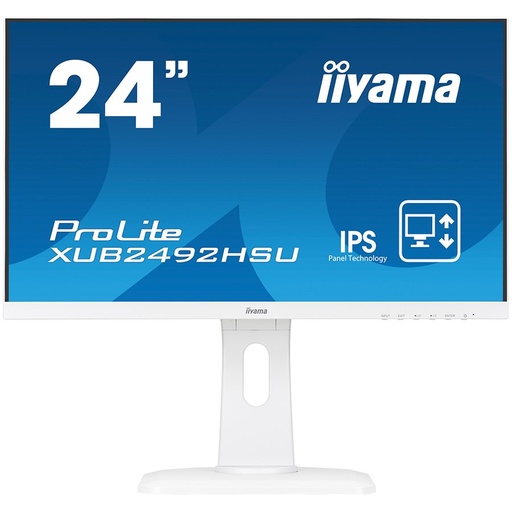 [XUB2492HSU-W1] IIYAMA Monitor Prolite, 24" WHITE, ETE ULTRA SLIM LINE , 1920x1080, ETE IPS-panel, 13cm Height Adj. Stand, Pivot, 250 cd/m², Speakers, VGA, HDMI, DisplayPort, 4ms (23,8" VIS)