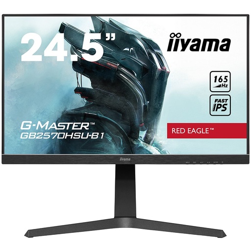 [GB2570HSU-B1] IIYAMA Monitor 24,5" ETE Fast IPS Gaming, G-Master Red Eagle, FreeSync Premium, 1920x1080@165Hz, 400cd/m², 1100:1, HDMI, DisplayPort, 0,5ms (MPRT), Speakers, USB-HUB (2x3.0), Black Tuner, Height Adj. Stand