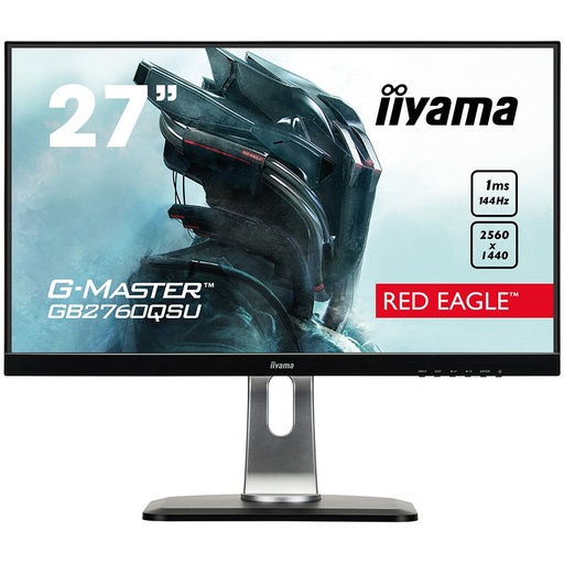 [GB2760QSU-B1] IIYAMA Monitor G-Master Red Eagle, 27" ETE Pro-Gaming, 144Hz FreeSync, 2560x1440@144Hz, 350cd/m², DVI , DisplayPort, HDMI, 13cm heigt adj. stand, Pivot, 1ms, USB-HUB (2x3.0), Black Tuner, Speakers