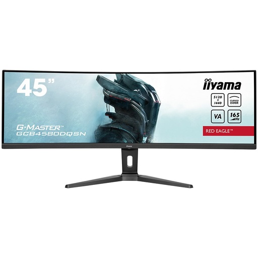 [GCB4580DQSN-B1] Iiyama G-MASTER Red Eagle GCB4580DQSN-B1LED monitor gaming curved 45" (44.5" viewable) 5120 x 1440 Dual Quad HD @ 165 Hz VA 450 cd/m² 3000:1 HDR400 0.8 ms 2xHDMI DisplayPort speakers black matte GCB4580DQSN-B1